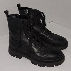 Schutz Kaile Black Leather Combat Boots Women 8